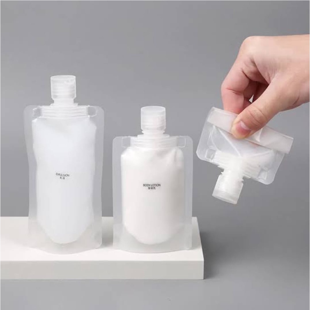 AZAHRA Botol Refill Sampoo Sabun Travelling Botol Isi Ulang Sampo Tebal Travel Pouch Transparan Botol Refill Tempat Sabun Cair