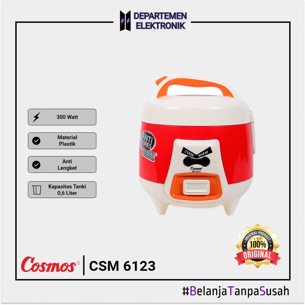 Cosmos Magic Com / Rice Cooker CRJ 6123 MURAH BANGET / GARANSI RESMI