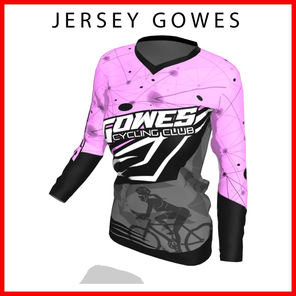 Baju Kaos Jersey Sepeda Gowes Wanita Cewek Perempuan Lengan Panjang Printing-22 Jersey Sepeda Wanita
