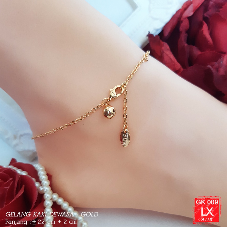 GK 009  Gelang Kaki Dewasa Polos Bola Baling Baling Anklet Xuping Gold Perhiasan Lapis Mas Aksesoris Kaki Korea Luxx Xuping