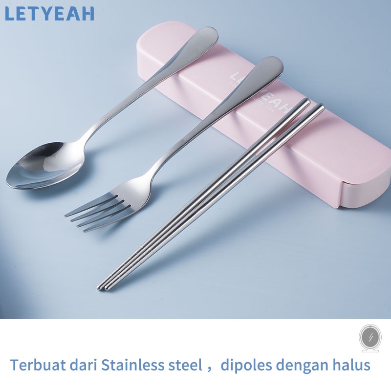 letyeah Cutlery set stainless / sendok garpu set portable / alat makan set 3 in 1