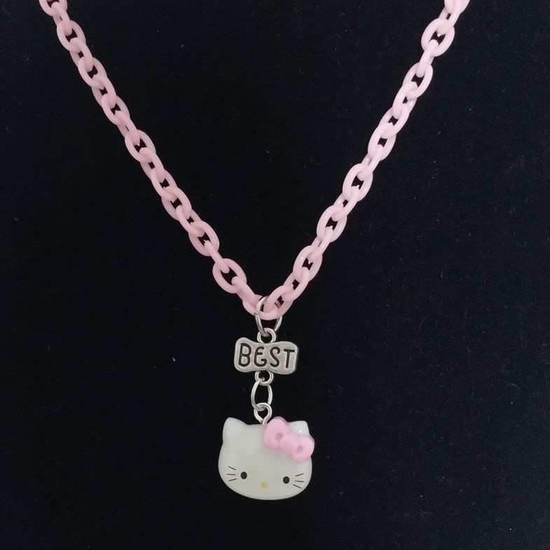 Retro 8090 pink chain kartun Hello Kitty Keren Bumi kalung Thunder hot girl in fashion wanita disco