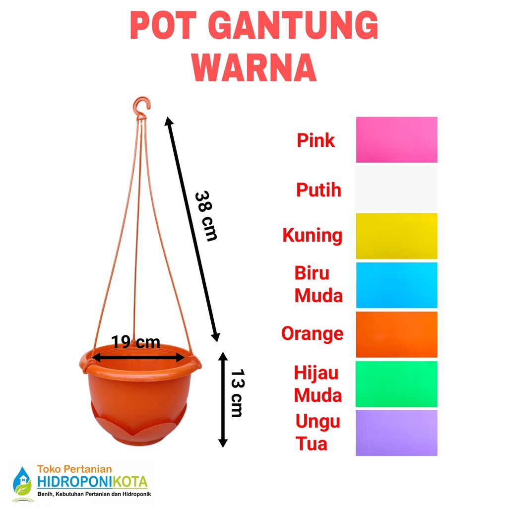 SA - POT GANTUNG GT 20 - pot gantung warna - pot tanaman - pot bunga - pot plastik