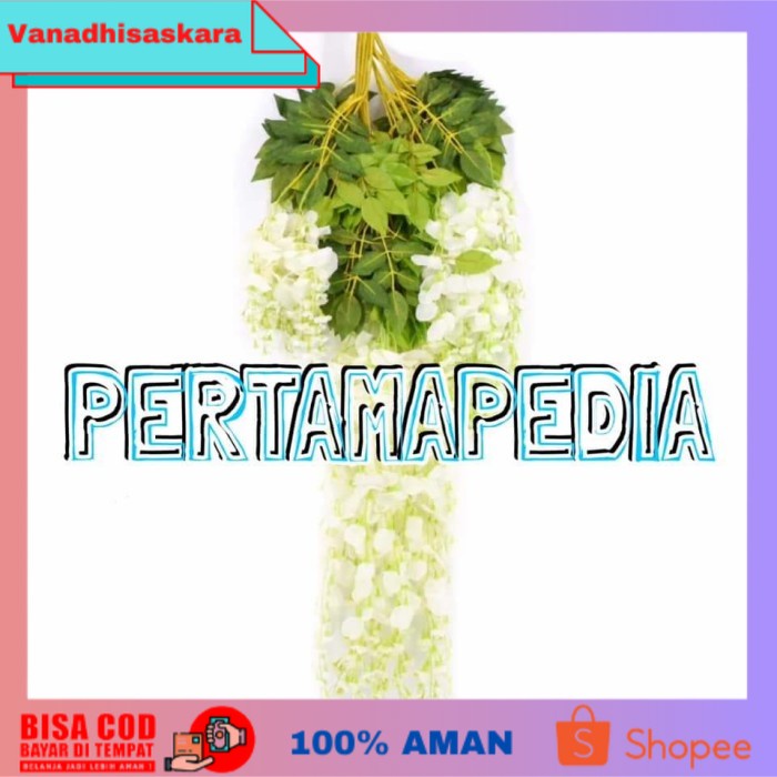 (BISA COD) Bunga Wisteria Plastik/ Bunga Wisteria Palsu/ Bunga Wisteria Dekorasi - Putih