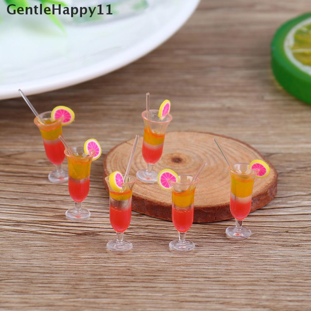 Gentlehappy 6Pcs / Set Mainan Miniatur Gelas Jus Skala 1: 12 Untuk Aksesoris Dapur Rumah Boneka