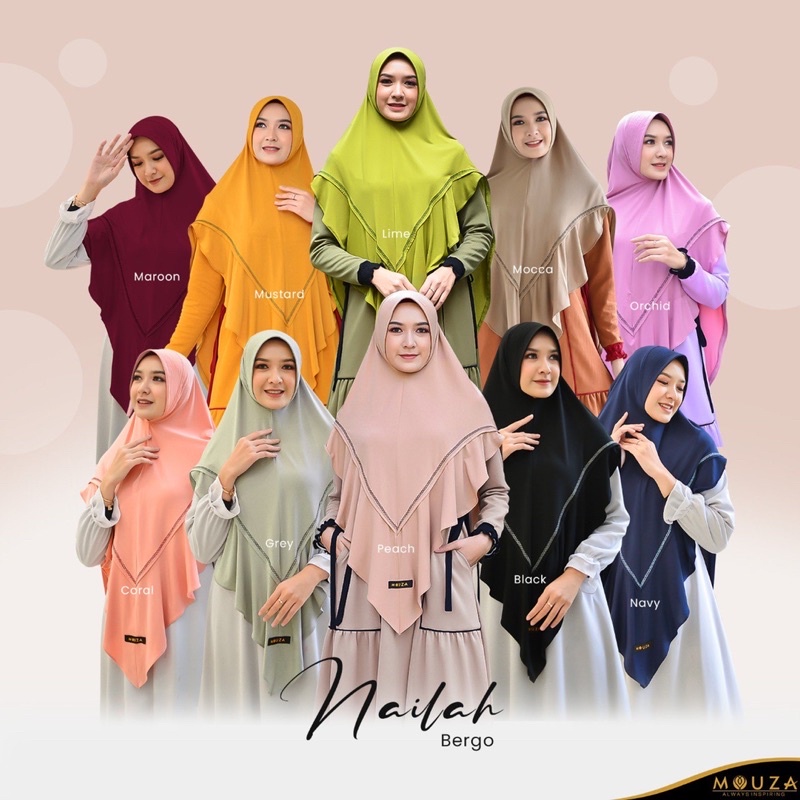 bergo nailah by mouza bergo simple bergo dewasa bergo premium