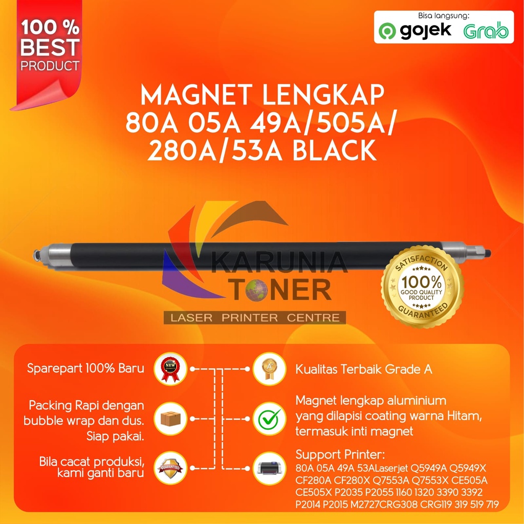 Magnet Roller Complete Lengkap 05A CE505A CE505X P2035 P2055 49A 53A 80A CF280A PRO400 CRG319 Black
