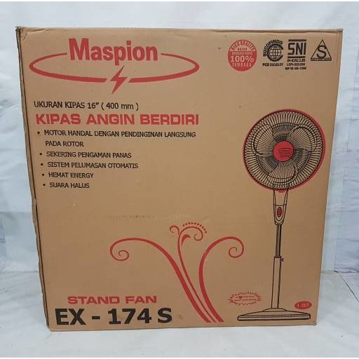 Maspion stand fan 16inch EX 174S / kipas Angin berdiri maspion 16&quot; EX174S / 174 S 16 inch SNI