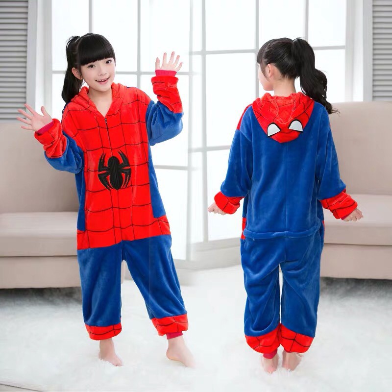 KOSTUM ONESIE SPIDERMAN LABA LABA SUPERMAN MARVEL AVENGERS ANAK PIYAMA COSPLAY PESTA