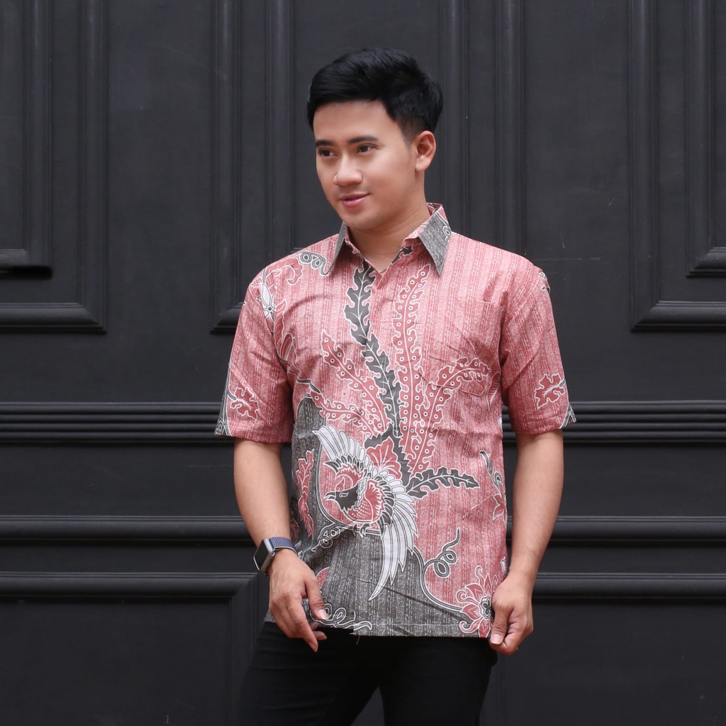 (COD) Kemeja Batik Pria Lengan Pendek Hem Seragam Original Size M L XL XXL