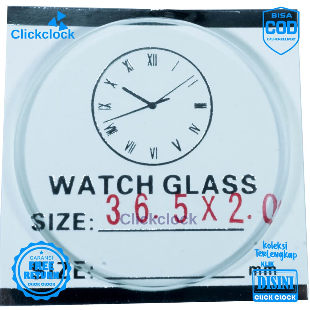 Kaca Jam Kaca Bahan Watch Glass PNC-365 Murah 3,65 cm