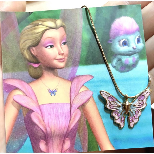 Kalung Rantai Butterfly Aksen Mutiara Untuk Aksesoris Boneka Barbie