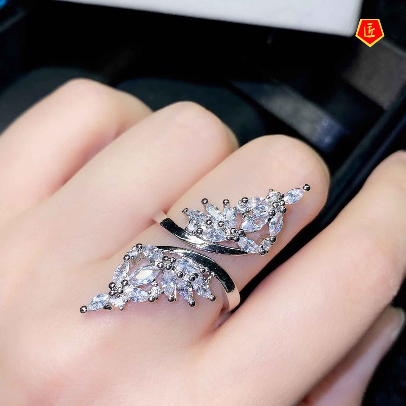 [Ready Stock]Hollow Diamond Wings Super Fairy Ring Female Korean Exaggerated Personalized