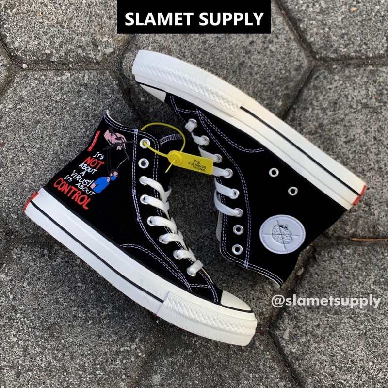 NOBRANDS FOOTWEAR CORONA JANCOK JANCUK ALL BLACK FUL BLACK TPS HIGH NEW NORMAL TRUE NORMAL