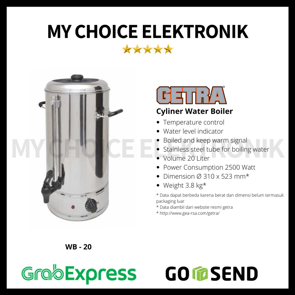 GETRA Water Boiler Stainless WB-20L