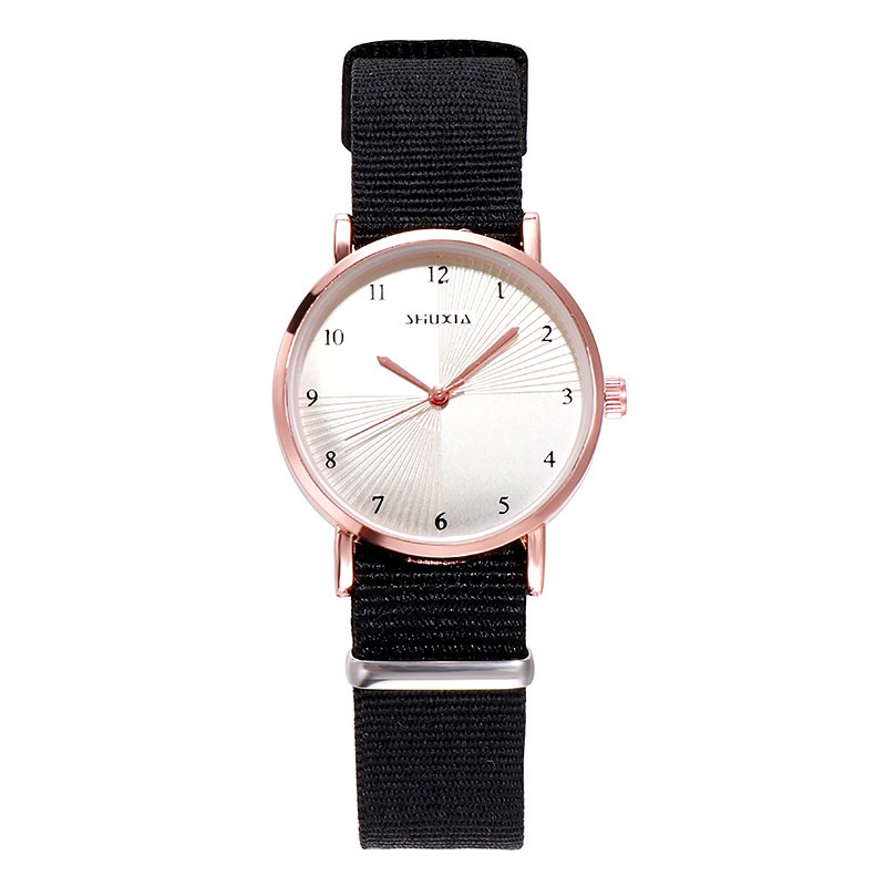 JAM TANGAN WANITA COUPLE GAYA KOREAN SIMPLE JAM FASHION MEN WOMEN RANTAI NYLON W135