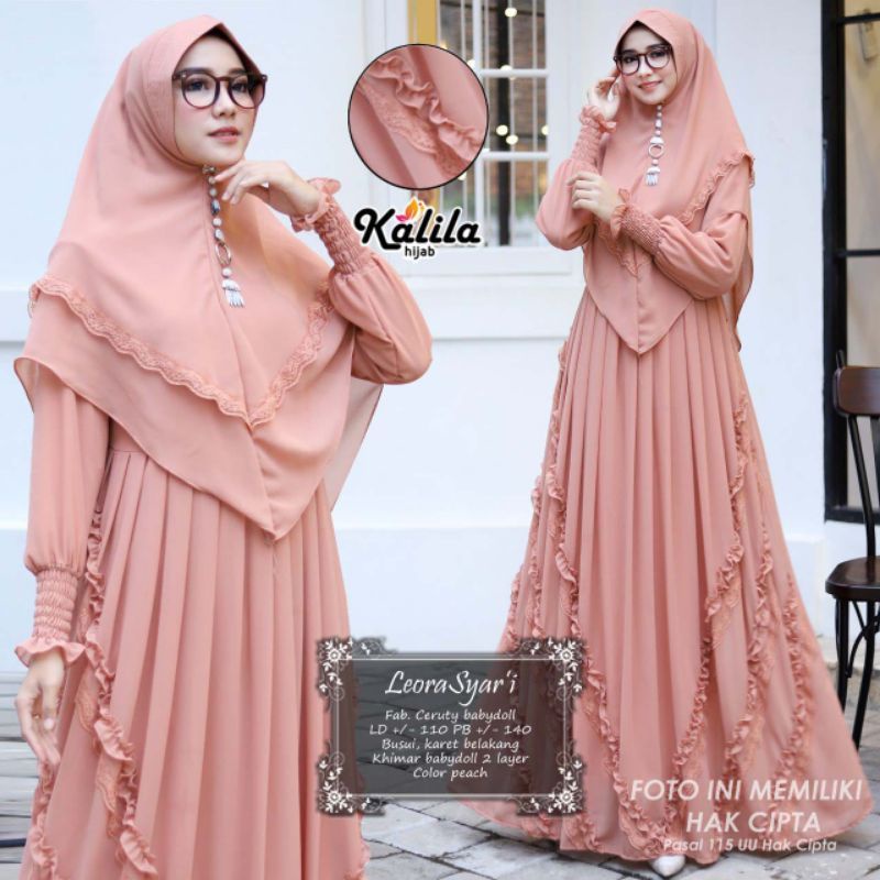 Leora Syari setelan gamis Ceruty LD 110 KALILA HIJAB TERMURAH