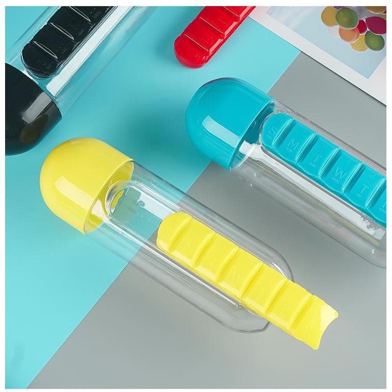 R73 Botol Minum Olahraga Tumbler Sport Unik Dengan Slot Obat Pill Vitamin Organizer 600ml Shopee Indonesia