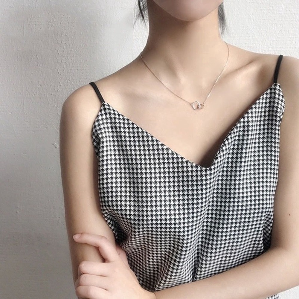 Kalung Choker Rantai Klavikula Bentuk Geometris Gaya Korea Untuk Hadiah Wanita