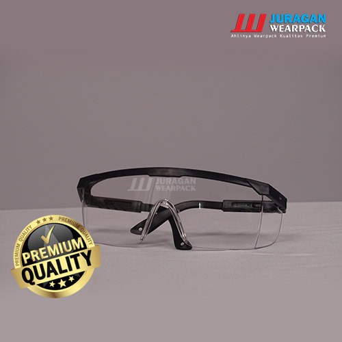 Kacamata Safety Warna Bening Frame Hitam