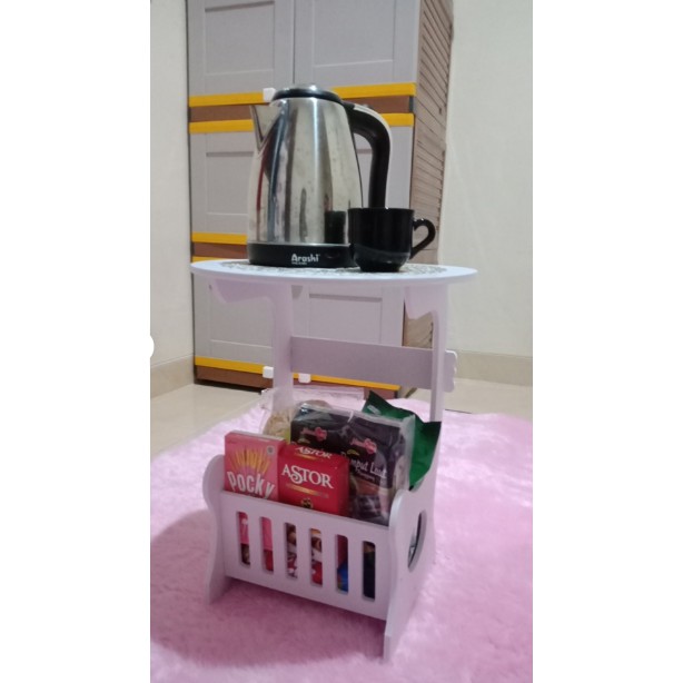 MEJA ngopi kotak, Bulat meja Hello kitty Vintage Rak Coffee Table Meja Majalah shabby