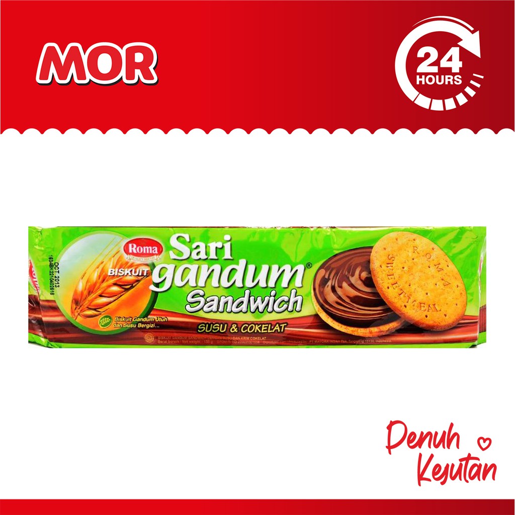 

ROMA Sari Gandum Sandwich Susu & Cokelat Biskuit Milk & Choco 108 gr