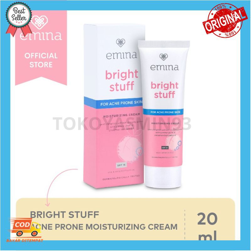 Emina Bright Stuff for Acne Prone Skin Moisturizing Cream 20 ml Murah