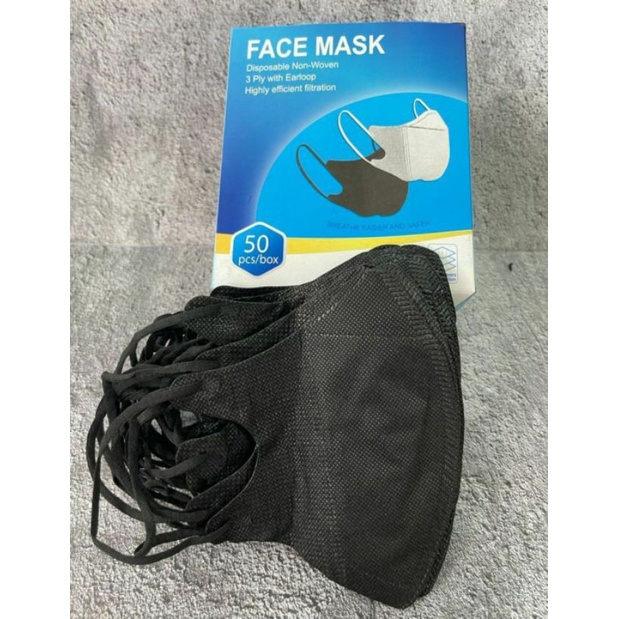 Masker duckbill putih hitam isi 50 pcs / Masker duckbill facemask hitam putih isi 50 pcs