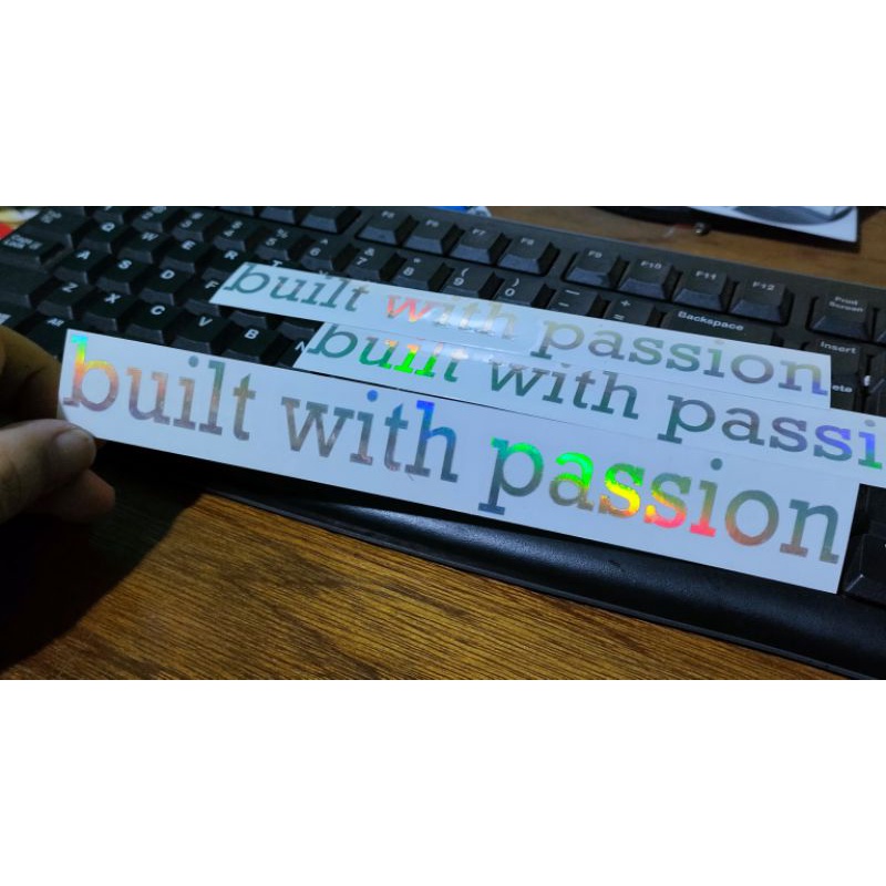 sticker built with passion stiker motor laptop mobil