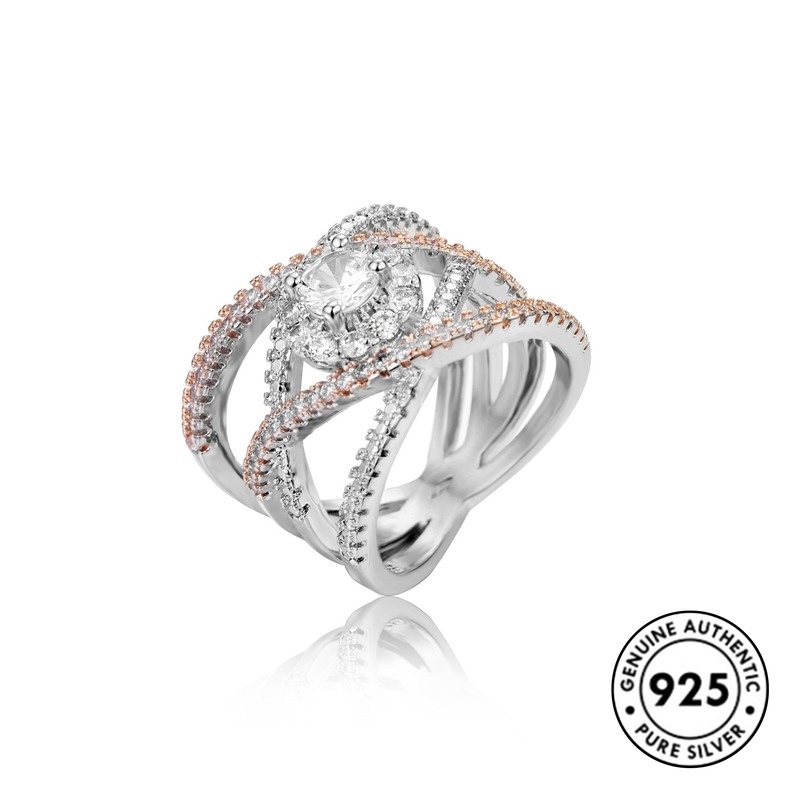 Cincin Bahan S925 Silver Warna Rose Gold Untuk Wanita