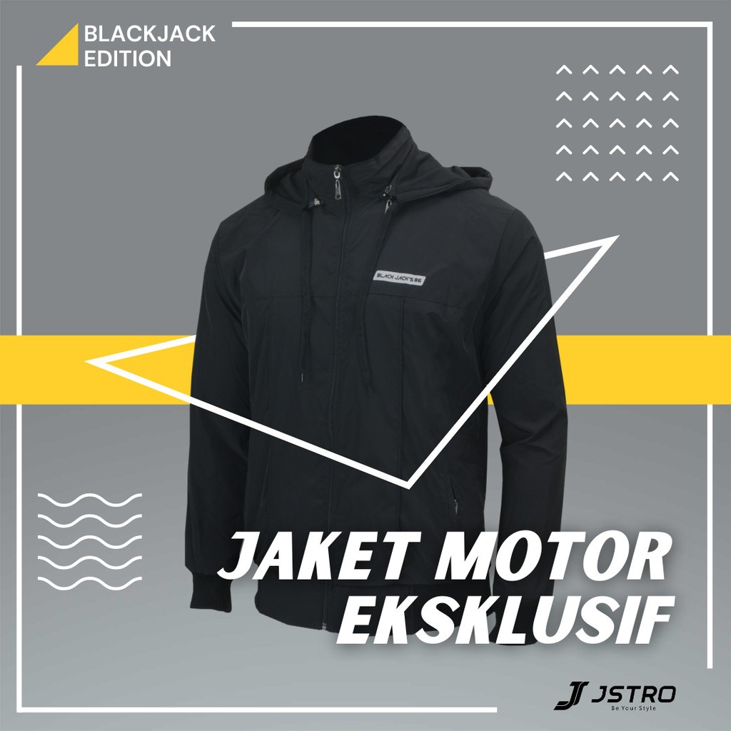 JAKET MOTOR PRIA JSTRO BLACKJACK TOPI LEPAS