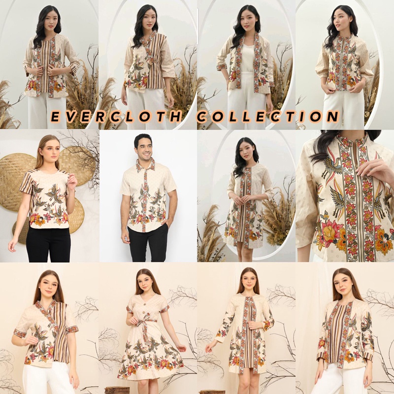 Evercloth Nada Blazer Batik Wanita Outer Batik Rompi Wanita Jaket Luaran Family Batik Couple Atasan Blouse Batik Bomber Couple Seragam Couple Batik Modern