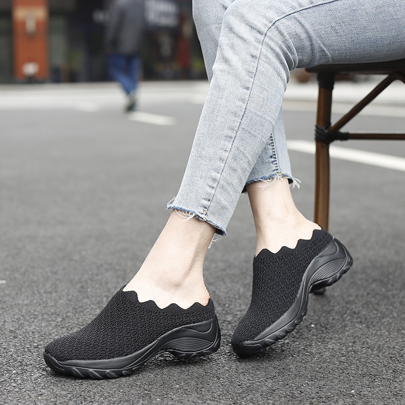 FOKU Sepatu Slop Santai Wanita Slip On Sneakers Korea Terbaru