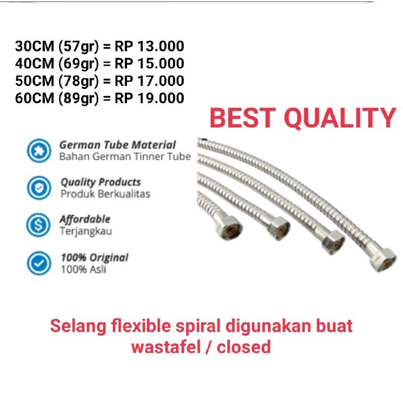 Selang flexible spiral buat wastafel / closet fluso