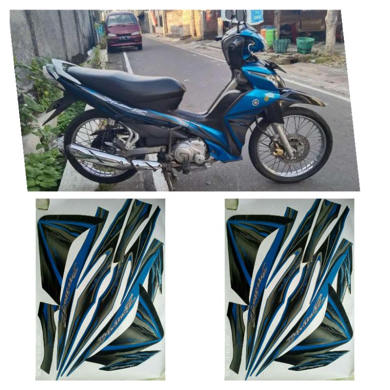 stiker stripng Lis body motor Yamaha Motor Jupiter Z robot 2010 hitam biru
