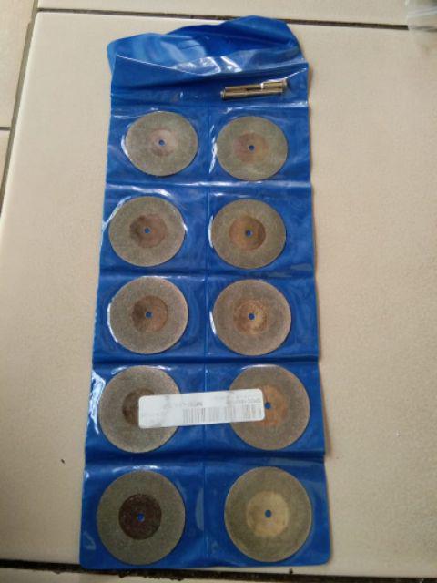 Mata Bor Gergaji Gerinda 40mm Potong Dremel Diamond 10pcs 2 Mandrel