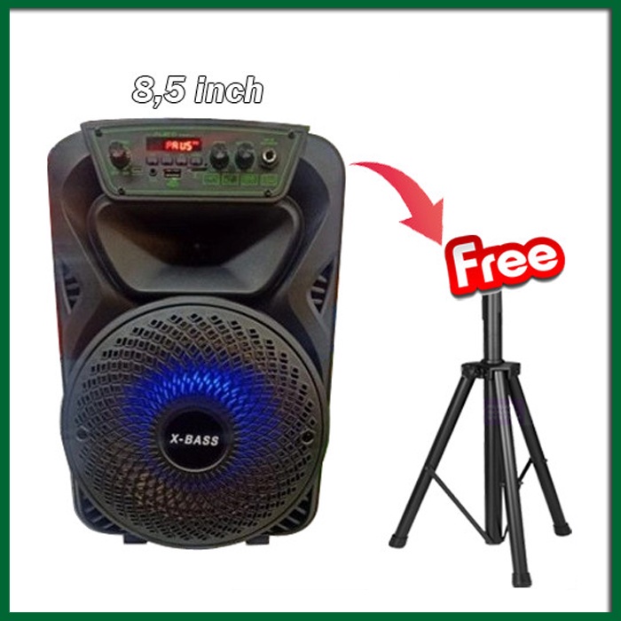 FLECO SPEAKER MP3 PLAYER KARAOKE 8,5 IN F-8808LED/ F-8807LED FREE STAND X SUPER BASS