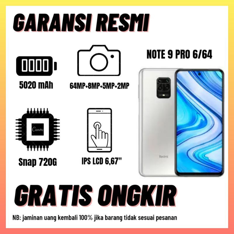 REDMI NOTE 9 PRO 6/64 NEW GARANSI RESMI