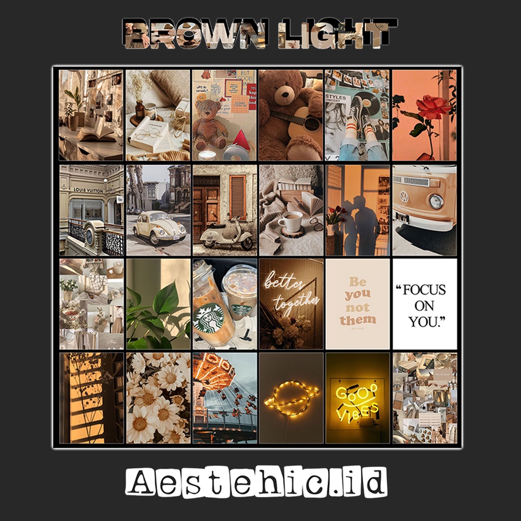 (ISI 32PCS) Poster Dinding brown series dekorasi kamar aesthetic aestetik estetik ukuran A5