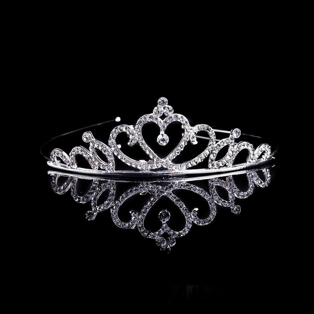 Agustina Kristal Berlian Imitasi Mahkota Bando Pesta Fashion Cinta Hati Aksesoris Rambut Tiara Head Piece Butterfly Bridal Wedding Jewelry