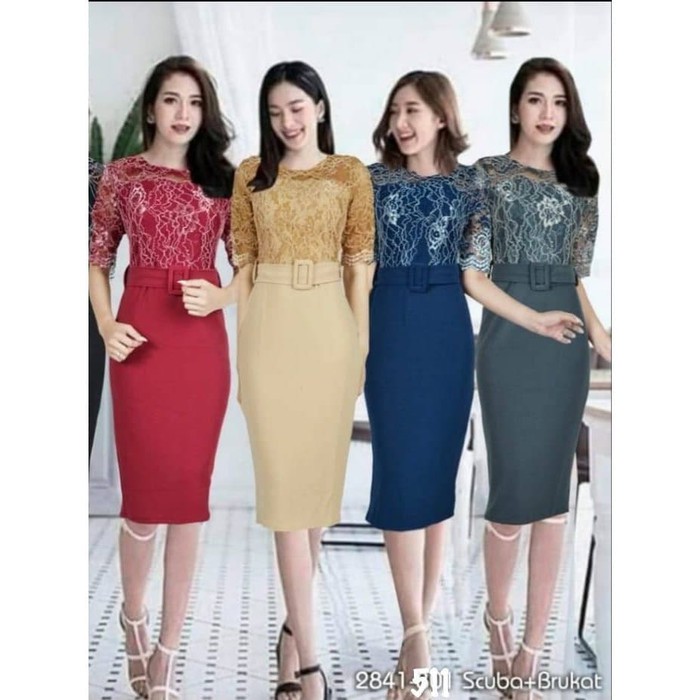 Dress Scuba Brukat #2841