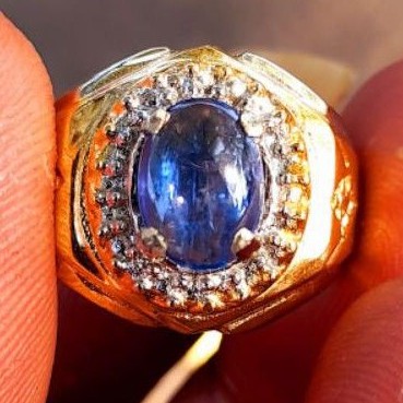 batu cincin akik blue safir asli