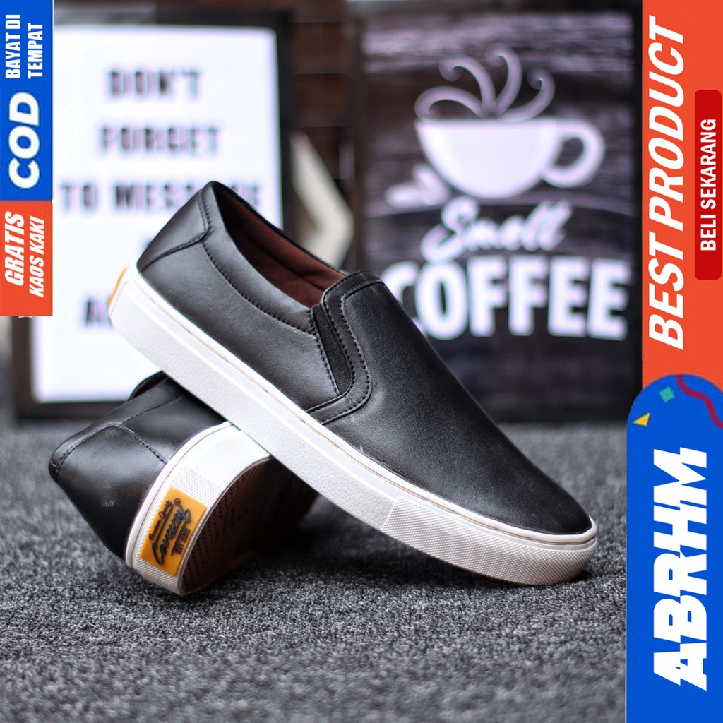 Abrhm Mori - Sepatu Slip On Pria  Casual Kulit Asli