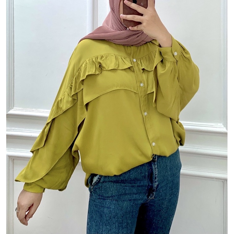 UNIKA BLOUSE RUFFLE TWILL