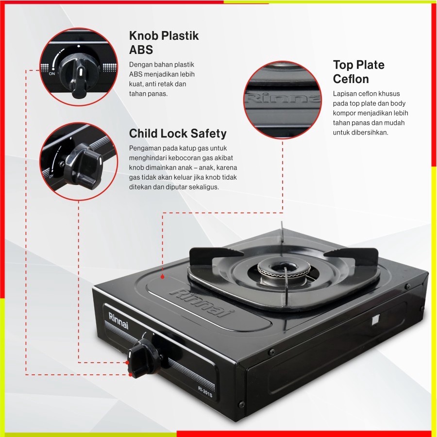 KOMPOR GAS RINNAI RI201S KOMPOR 1 TUNGKU KOMPOR GAS 1 TUNGKU GAS ALAT MASAK ALAT PERALATAN PERLENGKA