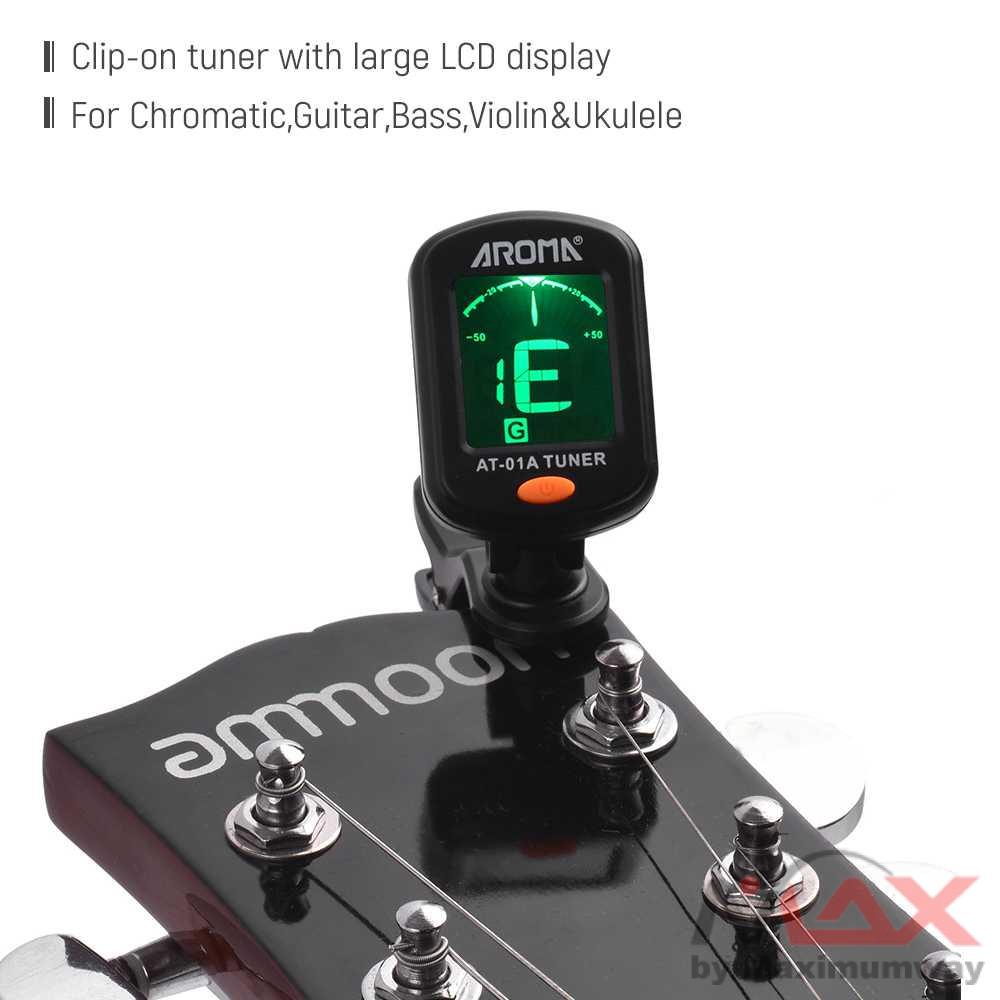 AROMA Tuner Gitar dengan Clip - AT-01A Warna Hitam