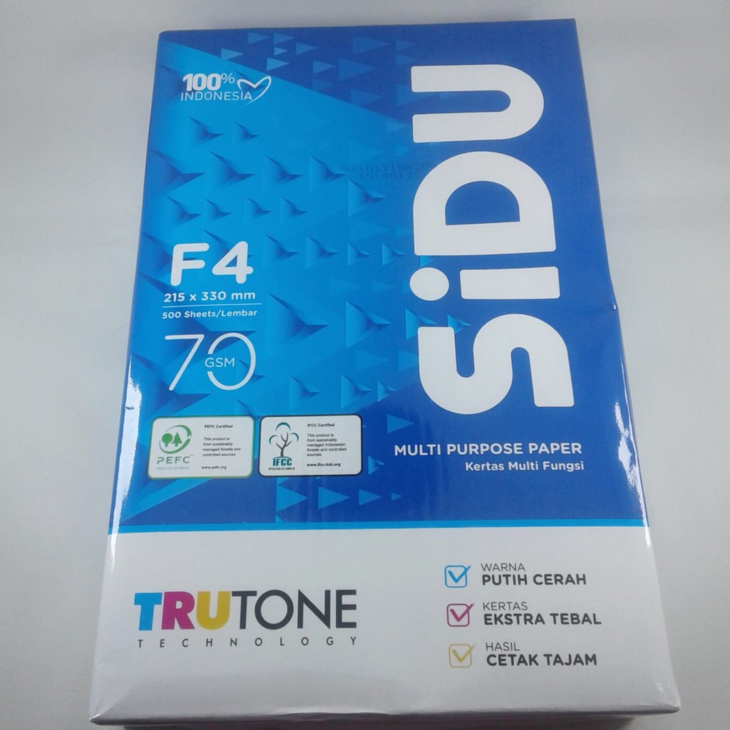 

KERTAS HVS SIDU F4 70 GSM 215x330MM
