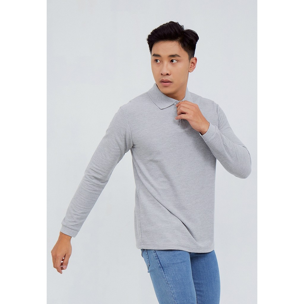 SAPPORO POLO LONG SLEEVE - Kaos Polo Pria Lengan Panjang in Grey