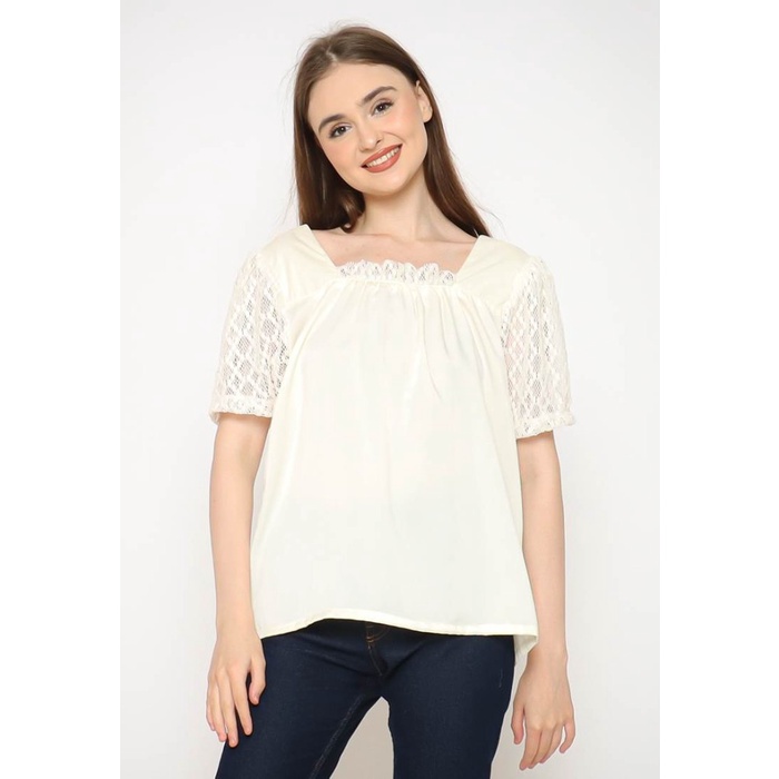 Voerin Blouse Brukat Kombinasi Polos