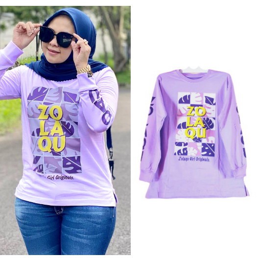 Kaos Wanita Lengan Panjang ZOLAQU Ungu New M/L/XL